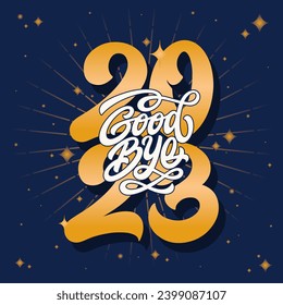 Lettering Goodbye 2023 Vector, Calligraphy Design, Usable for Poster, Banners, Postcards, Wallpaper, Gifts etc