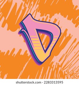 Lettering Graffiti Alphabet Font D for any design purpose, useful in graphic design, logo, display, branding, and business identity.