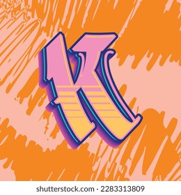 Lettering Graffiti Alphabet Font K for any design purpose, useful in graphic design, logo, display, branding, and business identity.