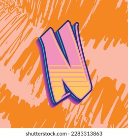 Lettering Graffiti Alphabet Font N for any design purpose, useful in graphic design, logo, display, branding, and business identity.