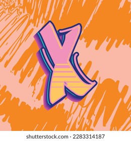 Lettering Graffiti Alphabet Font X for any design purpose, useful in graphic design, logo, display, branding, and business identity.
