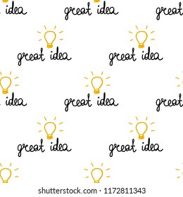 lettering great idea seamless doodle pattern