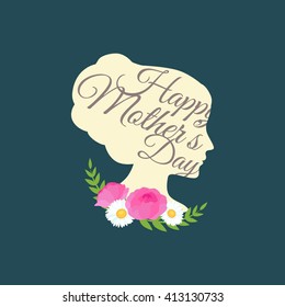 lettering greeting card celebration happy mothers day vector illustration. love mom background design, holiday typography decoration. Womans poster with flowers for parents with text