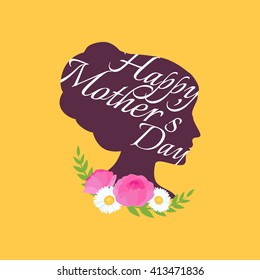 lettering greeting card celebration happy mothers day vector illustration. love mom background design, holiday typography decoration. Womans poster with flowers for parents with text