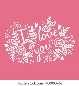 Lettering greeting card. I love you