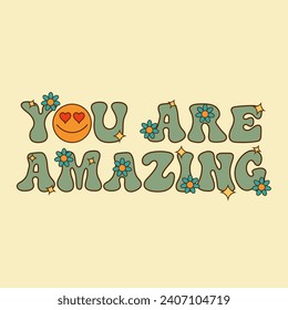 Lettering in groove style. Vintage vector illustration in flat style. Inspirational slogan text.