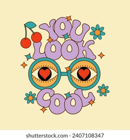 Lettering in groove style. Vintage vector illustration in flat style. Inspirational slogan text.