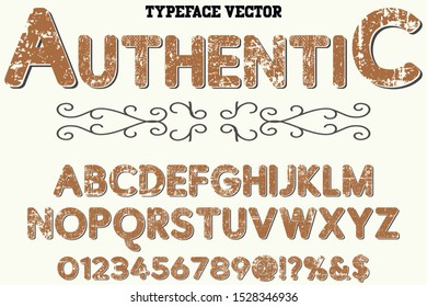 lettering Grunge font typeface vector named vintage Vector illustration. authentic
