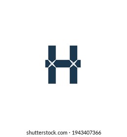 lettering H unique logo with a tie design, business or company vector template