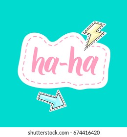 Lettering ha-ha with arrow and lightning stickers
