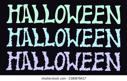 Lettering "Halloween" in different styles. Holiday decor. Vector illustration.