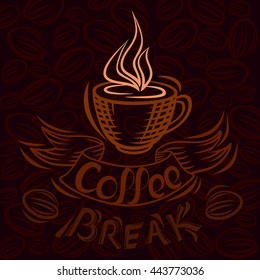 Lettering hand drawing, fashion illustration of the theme of coffee. Making coffee design. Isolated vector illustration