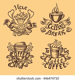 Lettering hand drawing, fashion illustration of the theme of coffee. Making coffee design. Isolated vector illustration. Coffee icon