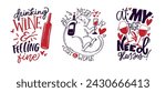 Lettering Hand drawn doodle postcard about wine. Wine lover. Mom wine culture. T-shirt design. Tee design ,mug print, print art. 100% vector file