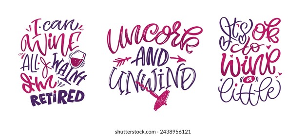 Lettering Hand drawn doodle postcard about wine. Wine lover. Mom wine culture. T-shirt design. Tee design ,mug print, print art. 100% vector file