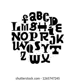 Lettering handmade font. Decorative alphabet black color for the design of posters, write postcards and slogans, playful style