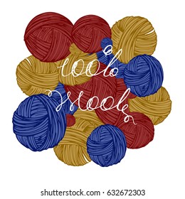 Lettering handwritten 100% wool, woolen thread bundles