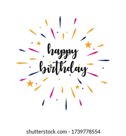 Lettering happy birthday greeting card vector isolated on white background