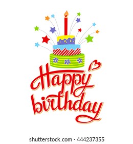 Lettering happy birthday on white background.Illustration vector