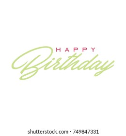 lettering of Happy Birthday on white background. Typography design. Greetings card. Vector illustration.
