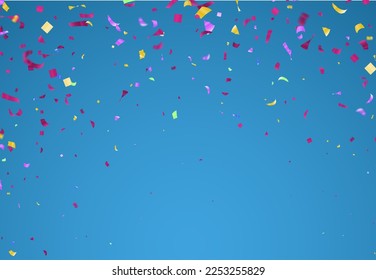 Lettering Happy Birthday To You balloons Colorful Party Flags And Ribbons Falling On Background. Celebration 