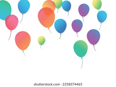 Lettering Happy Birthday To You white background. Holiday decorations with balloons, pennants and confetti. Greeting card can be used for congratulation, posters and banners.
