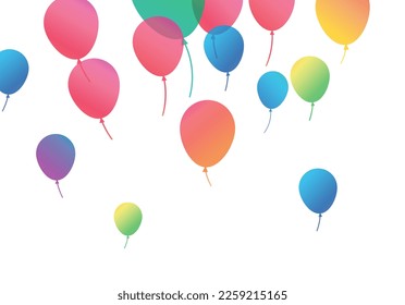 Lettering Happy Birthday To You white background. Holiday decorations with balloons, pennants and confetti. Greeting card can be used for congratulation, posters and banners.
