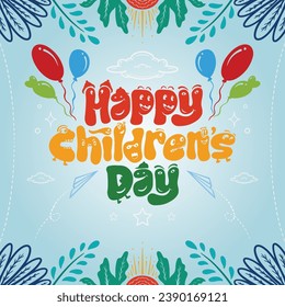Begrüßte Kindertageswerbung Logo für Vektorgrafik-Design, Farbe, Verwendung für Poster, Banner, Postkarten, Tapete, Geschenke usw.