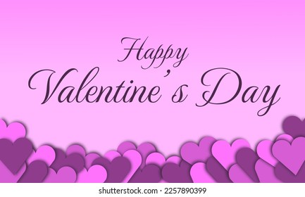 Lettering happy Valentine’s Day with heart pattern background. Illustration vector graphics. Perfect for gift card, banner, or flyer
