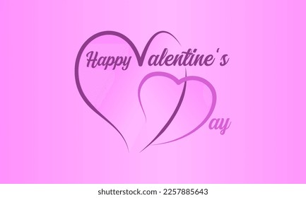 Lettering happy Valentine’s Day, the text forms a heart illustration, pink background vector, good design for banner, gift card, or another projects 