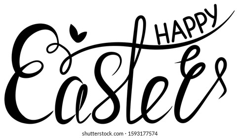 Lettering happy Easter. Vector illustration. Isolated text on white background. Elegant hand drawn . Modern style words.