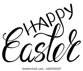 Lettering happy Easter. Vector illustration. Isolated text on white background. Elegant hand drawn . Modern style words.