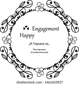 Lettering happy engagement, decoration of invitation card. Vector