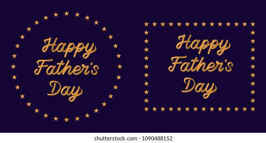 Lettering of Happy Father Day. Vector illustration with holiday greeting of Father Day, golden gradient on the dark blue background. Every letter is separated