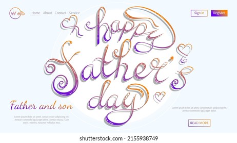 Lettering: Happy Father's Day. Father's day concept. Vector illustration for flyer, poster, greeting card, website development.