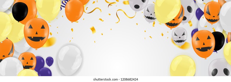 Lettering Happy Halloween . Design with balloons 