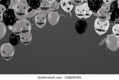 Lettering Happy Halloween . Design with balloons 