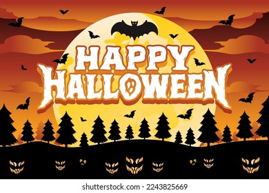 Lettering Happy Halloween Vector, Illustration, Calligraphy Design, Usable for Poster, Banners, Postcards, Wallpaper, Gifts etc