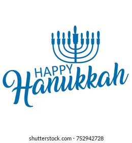 Lettering of happy Hanukkah logo template. Vector illustration