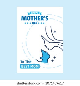 Lettering Happy Mothers Day. Hand-drawn card with flower. 