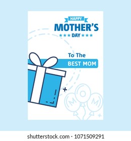 Lettering Happy Mothers Day. Hand-drawn card with flower. 