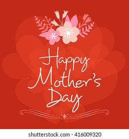 Lettering Happy Mothers Day. Hand-drawn card with flower. Vector illustration