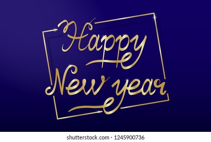 Lettering Happy New Year on a blue background