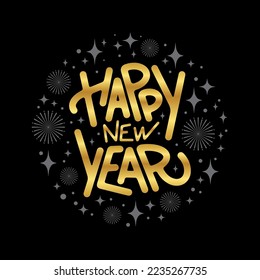 Begrüßender Silvester-Vektorgrafik, Kalligrafie-Design, verwendbar für Poster, Banner, Postkarten, Tapeten, Geschenke usw.