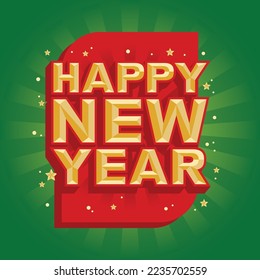 Lettering Happy New Year Vector, Illustration, Calligraphy Design, Usable for Poster, Banners, Postcards, Wallpaper, Gifts etc