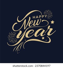 plantilla de vector de año nuevo feliz con letras
