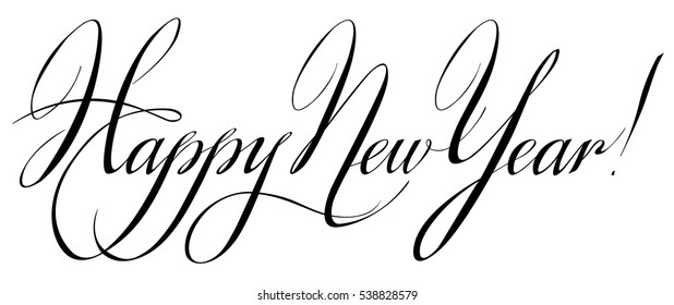 The lettering "Happy New Year" in vector graphic images on white background