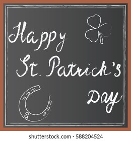 Lettering happy St. Patrick's day. Grunge lettering on a black background