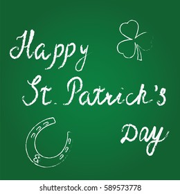 Lettering happy St. Patrick's day on green background