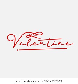 Lettering of happy valentine with red color